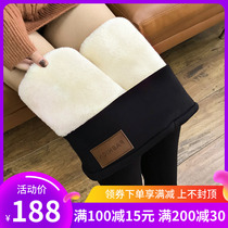 Japanese lamb velvet leggings women plus velvet thick wear high waist belly slim one pants warm cotton pants