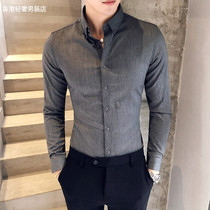 Shirt man long sleeve spring autumn season 2022 thin section Han version Body Fashion Trends Handsome Mens Shirt Pure Color Casual Inch