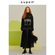 SUPERR 2019 ss vol 19 A- shaped front split stitching wool skirt