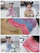 No retreat sweetcity Organic Cotton Vertical Bar Home Clothing Boy Pyjamas Girl Autumn Clothes Suit