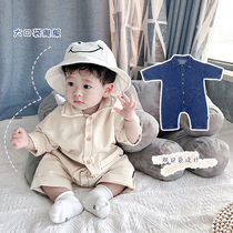 ins baby conjoined clothes spring and autumn clothes baby long sleeve climbing clothes 0-1-3 years old children denim clothes