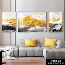 Living Room Decorative Painting Sofa Background Wall New Chinese Triple Painting Bedroom Dining Room Mural Painting Porcelain Painting Golden Mountains