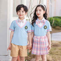 Kindergarten uniform summer school uniform short sleeve cotton thin foreign style primary and secondary school students class uniform graduation photo clothing Sports