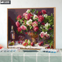 Painting DIY Digital Oil Painting Floral Rose Plant Color Fill Hand Painted Oil Painting Dullness