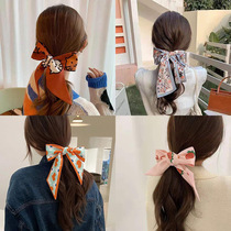 Ancient style tassel silk scarf hair band fashion shape bow ribbon simple thousand bird grid tie hair headwear hair accessories women