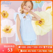 aimer kids love children spring love flower language home short sleeve top AK141R11