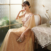 Dress female 2021 New socialite choir performance banquet host evening dress long high-end niche dress