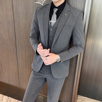 Handsome men with a set of trendy Korean version plus fat plus size fat suit jacket full set of Suits