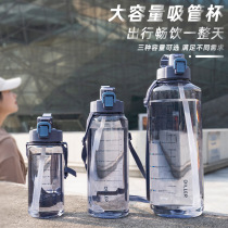 Portable leakage-proof and anti-fall large capacity Bomb Lid Straw Cup Creative Movement High Temperature Resistant And Fall Personality Fitness Plastic Cup