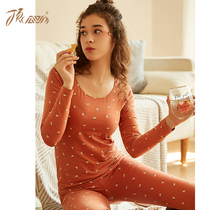 Top Guagua thermal underwear womens cotton large size autumn clothes autumn pants womens suit cotton sweater winter elastic slim-fit thin section