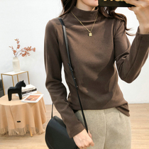  Anti-pilling double-sided brushed warm thickened half-turtleneck bottoming shirt womens autumn and winter big stretch hundred inner long-sleeved T-shirt