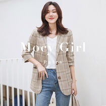 sandro asw plaid suit jacket womens spring and autumn 2021 Korean version of loose temperament casual retro small suit