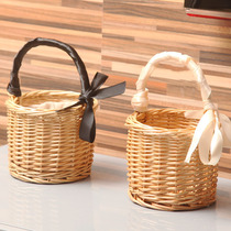 Mini picnic basket Wicker Wicker rattan woven vegetable basket Hand bag storage basket basket flower basket photo props Flower Basket