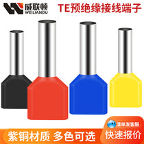 TE Twin-line tube type pre-insulated cold press terminal block-needle nose parallel press coil end