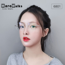 Pure titanium no frame glasses Nearsightedness Glasses Frames Spectacle Frames Round Retro art ultra-light net red men and women