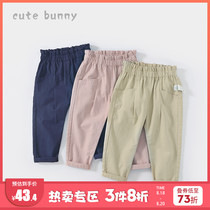  cutebunny baby autumn little girls casual pants Western style baby cotton trousers female treasure wild pants tide