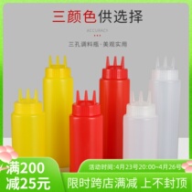 Plastic Squeeze Sauce Pot Three Holes Jam Bottle Sauce Bottle Salad Sauce Squeeze Bottle Squeeze Bottle Oil Pot Jam Ketchup Ketchup