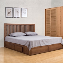 Solid wood oak chu wu chuang Japanese minimalist 1 8 1 5 meters double nuptial bed high box bed can be customized