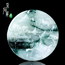 Quarrying Weng Myanmar jade A goodslandscape brandpendant waxy floating flower men and women jade pendant jade