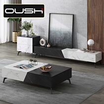 Willstyle Light Lavish Rockboard Tea Table Minima Modern Nordic Home Living Room Square Marble Tea Table TV Cabinet Combo