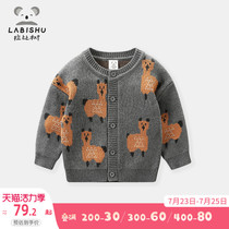 Rabi tree childrens clothing 2021 new spring and autumn boys knitwear line clothing childrens cardigan jacket baby sweater