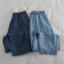 Comfortable~thin ~factory women wear jeans in summer tight high waist and thin eight and nine points daddy pants