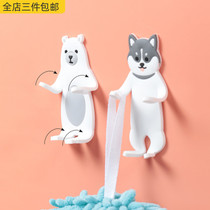 Cute animal small hook creative hand and foot bendable wall hook husky dog polar bear key mask