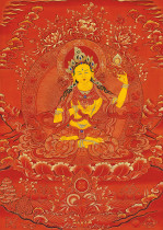 Yongzhong Original Teaching Thangka Great Mother Buddha (Red Tang) High-definition printing Brocade satin mounted teaching Thangka