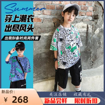 Boy Compassionate Suit Cool Handsome 2022 new net Red Fried Street Boy Summer Short Sleeve Shorts Two Sets Tide