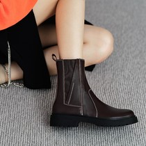 Boots Childrens autumn and winter 2021 new leather plus velvet thick soled Chelsea smoke tube boots Martin boots British style