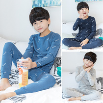Boys thermal underwear set cotton Middle Child childrens autumn clothes and trousers plus velvet Primary School thick boy