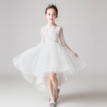 Flower girl dress Female wedding dress Princess dress Child host foreign style childrens skirt Girl tail puff yarn dress