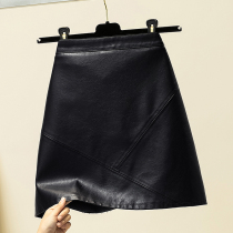 Tide brand large size womens 2021 Spring and Autumn New High waist thin leather skirt womens fashion skirt temperament short skirt