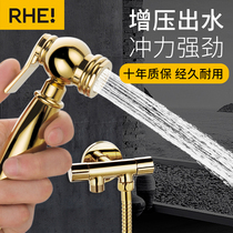 Golden toilet spray gun three-way suit toilet spray gun tap woman washers full copper cleaning water gun high pressure