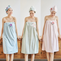 Bath towel household female bandeau can be worn and wrapped in non-cotton large absorbent quick-drying and not easy to lose hair bath skirt ins wind summer