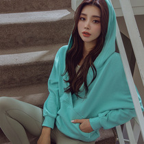 Plus velvet sports jacket womens autumn and winter casual V-neck hooded Pocket Yoga top loose fitness sweater set tide