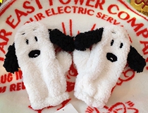 SNP0474 exclusive winter limited Snoopy cashmere plus velvet stereo ear warm plush gloves