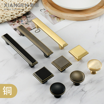 New Chinese pure copper handle antique drawer cabinet door handle brass solid single hole American retro all copper handle