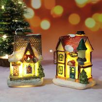 Christmas Scene Village Houses Town With Warm White Led