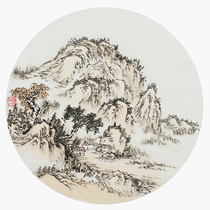 (Focus on bail-free) Chai Yong  Autumn Mountain Chart > Water ink landscape painting round fan face video to watch the goods