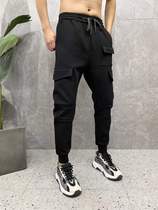 Winter mens velvet toe sports pants trend youth simple Joker stretch pants small feet casual overalls