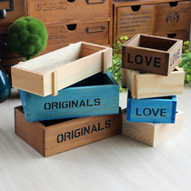 zakka grocery retro woody desktop jewellery containing box Creative home Multi-meat plant flower pot wood box