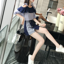 Summer dress dress celebrity shoulder set female Summer 2020 new womens foreign gas bubble sleeve two-piece dress