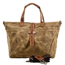 Chigussi Tote bag men's and women's backpacks Tide brand messenger bag pleated oil wax waterproof canvas shoulder bag casual men