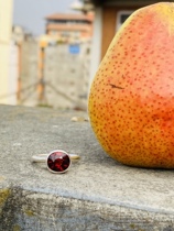 Black hand original pure handmade silver pendant natural red gemstone no-burning gemstone ring is minimalist