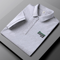 Summer short-sleeved T-shirt mens trend lapel polo shirt mens cotton ice silk shirt with collar