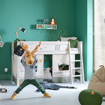 Childrens half-height bed solid wood game house up and down bed multifunctional single bed modern European boy bed
