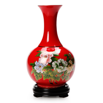 Chinese red porcelain vase medium appreciation bottle flower blooming rich home decoration Ceramic neoclassical countertop vase gift