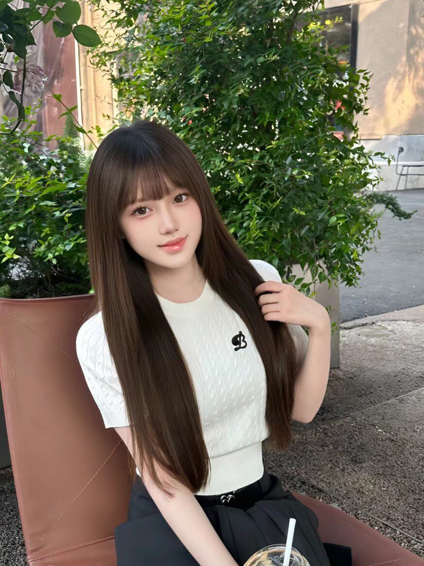 真我黑长直漫画齐刘海假发套 全真发整顶设计 自然隐形无痕贴合 长发飘逸顺滑