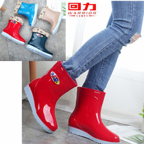 Return rain shoes womens autumn and Winter fashion Korean adult short tube rain boots non-slip wear-resistant flat heel rubber shoes Water shoes rubber boots